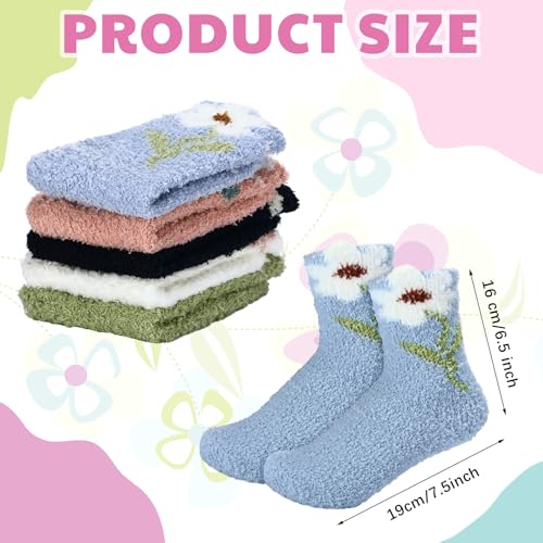 Image of Foaincore 10 Pairs Fuzzy Socks for Women Cozy Fluffy Warm Soft Slipper Socks Thick Winter Gifts for Adult Gifts