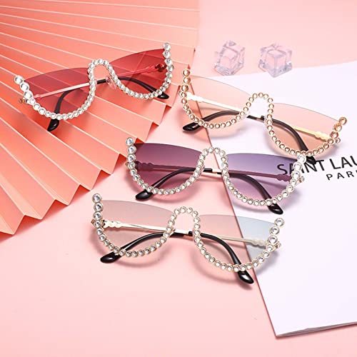 Lunettes de soleil décoratives à demi-monture fine et design géométrique - 3