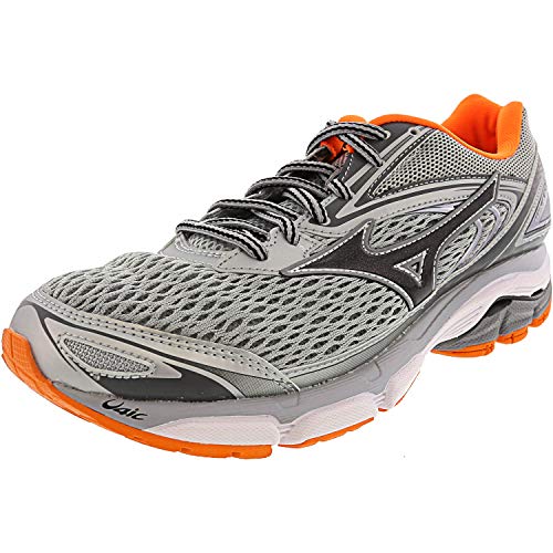 Mizuno Men's Wave Inspire 13 Running Shoe, Grey/Clownfish, 8.5 D US