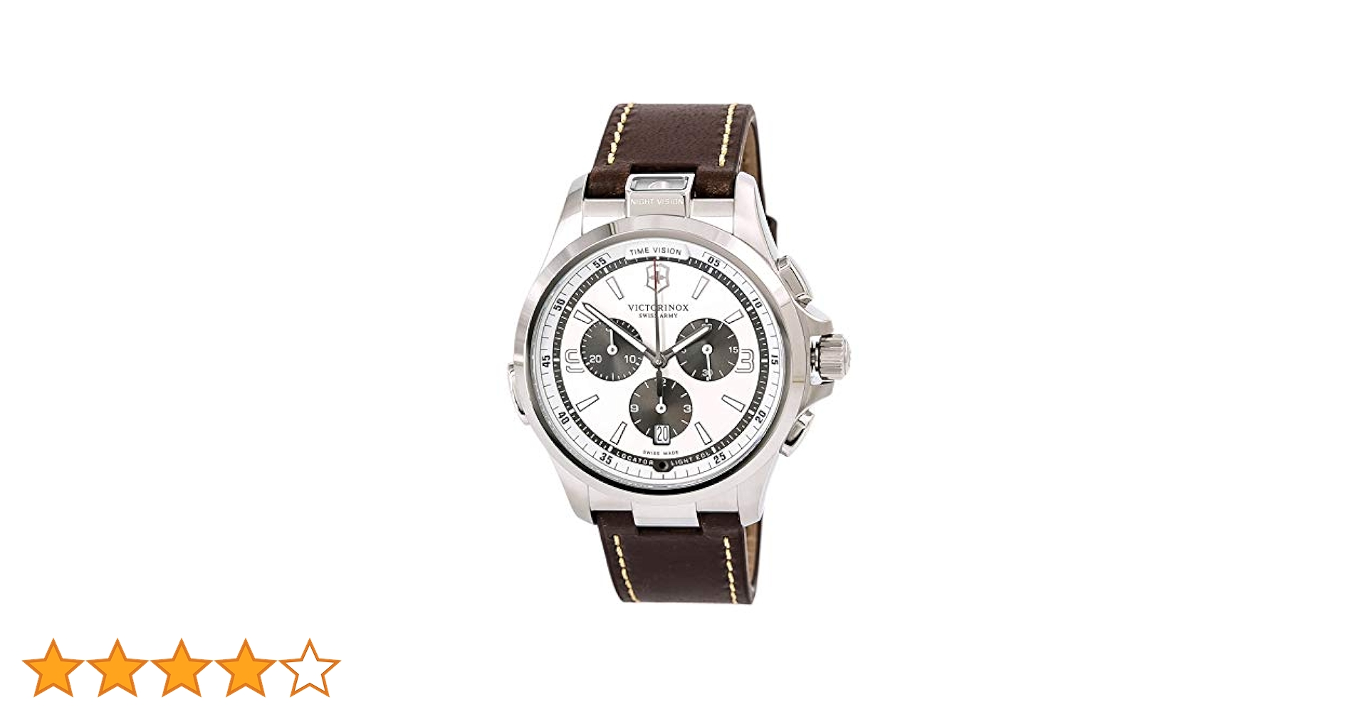 Victorinox Night Vision Silver Dial Leather Strap Men's