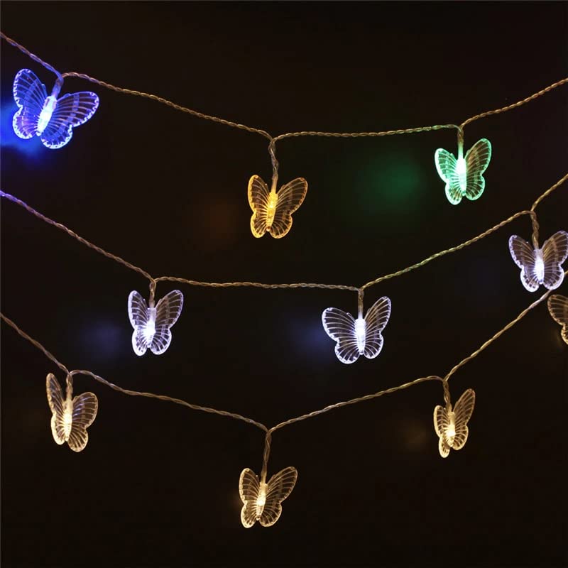 Image of KharidoLive 20 LED Butterfly Decorative Fairy String Lights for Home Decoration (4 Meter Long, Multicolor, Steady Lights, 2 Pin Plug)