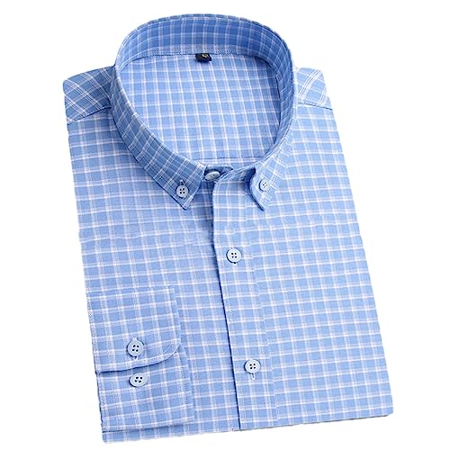Chemise Oxford homme en coton peigné haut de gamme à carreaux et manches longues