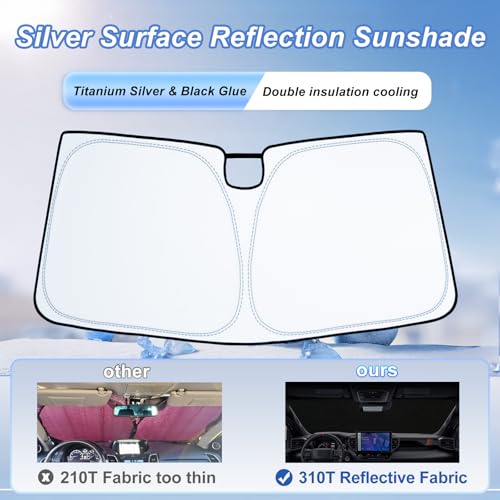 Image of Windshield Sun Shade for 2022-2026 Toyota Tundra| Front Window Shade Sun Visor| 310T Reflective Polyester| UV Heat Insulation Protection| Foldable Sunshade with Storage Pouch| Outdoor Camping