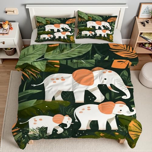 Housse de couette 160x200 éléphant en microfibre douce avec zip - 3