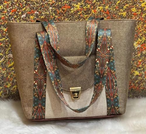 Image of Babbotty Jute Stylish Tote Bags for Women Big Size with Zip Multiple Compartments Inner Pocket Ladies Purse Handbags Girls Shoulder Hobo Bag for Office College Daily Use & Travel