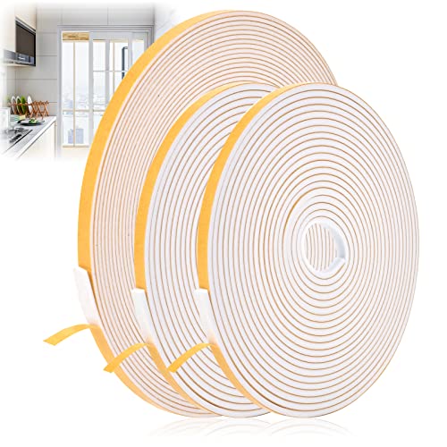 Joint Fenetre Isolation, Joint Porte 6mm x 3mm x 12m et 6mm x 1.5mm x 10m,Joint Porte Entree Mousse Adhésif, Insonorisation Antichoc Multiusage Joint Porte Isolation pour Protection Meuble Climatiseur Cover