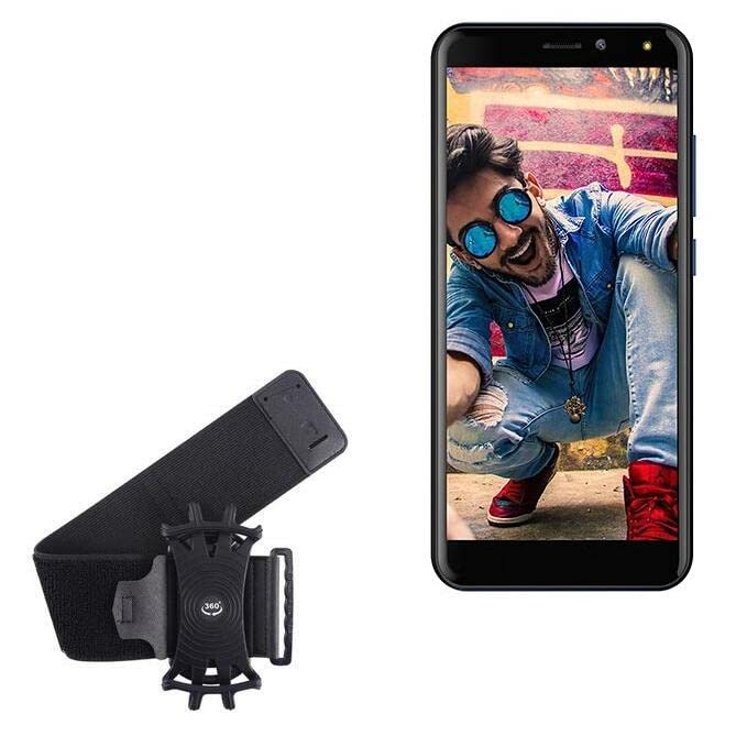 BoxWave Holster Compatible with Yezz LIV1 - ActiveStretch Sport Armband, Adjustable Armband for Workout and Running - Jet Black