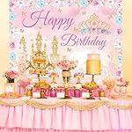Princess Birthday Party Supplies Backdrop Pink Royal Castle Birthday Photography Background, for Girls Princess Birthday Baby Shower Party Decorations 70 x 47 Inches - Image 3