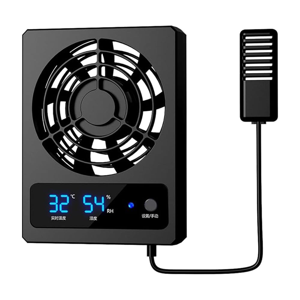 Smart Reptile Enclosure Fan Ventilation Fan Luftentfeuchter für Regenwald Terrarium Vivarium Verbessert die Luftzirkulation für Amphibien Reptilien Schlangen