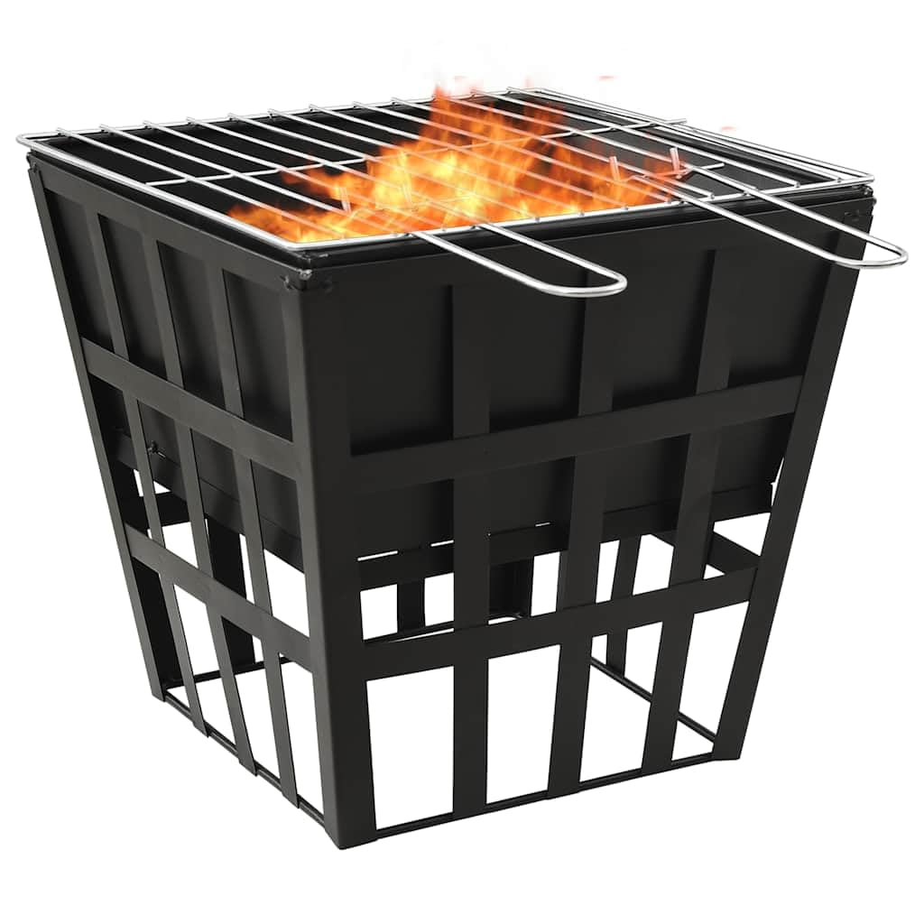 Brasero y barbacoa 2 en 1 de acero de 34 x 34 x 48 cm, independiente para terraza y exterior, con parrilla para calentar y llamar en el jardín