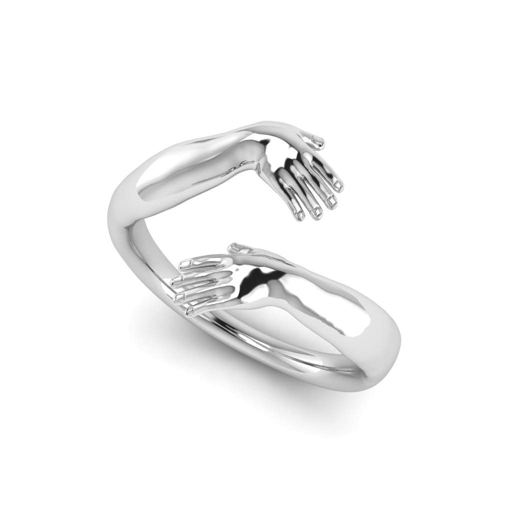 JAIPURFORYOU Give Me a Hug Silver Crystal Sterling Silver Adjustable Antique Engagement Statement Band Ring for Women and Girls (B08RJP2J5Z) Amazon Price History, Amazon Price Tracker