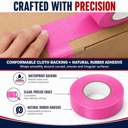 Image of GGR Supplies CDT-36 Pink Cloth Duct Tape, 3 Inch x 60 Yards | Industrial Grade; Waterproof and UV Resistant; Clean Removal With No Sticky Residue; Repairs, Packaging, Bundling and Sealing