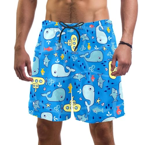 Short de bain homme requin baleine au séchage rapide pour la plage