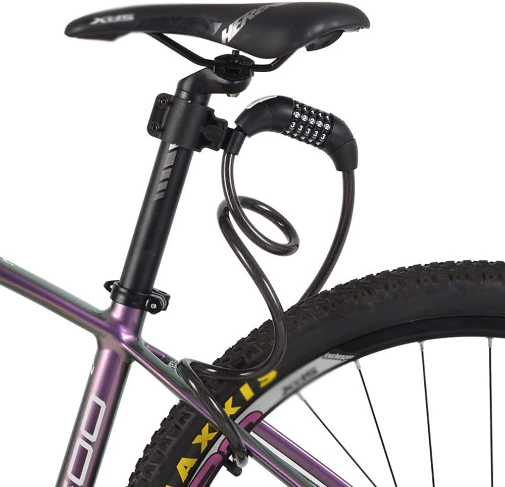 ,Lucchetto a Combinazione a 5 cifre ad Alta Sicurezza per Lucchetto per Bicicletta, Lucchetto antifurto per Mountain Bike, Nero (Colore)