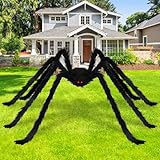Dreampark 8.0フィート/245cm ジャイアントスパイダー ハロウィーンデコレーション フェイクラージヘアースパイダー 怖いバーチャルリアルなクモ 屋外屋内パーティー用品 不気味な装飾 ブラック