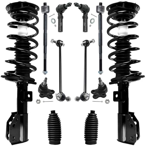 Image of Detroit Axle - 2.4L Front Struts Kit for Chevrolet Equinox 2010 2011 2012 2013 2014 2015 2016 2017, 2 Struts Coil Spring 2 Sway Bars 4 Inner Outer Tie Rods 2 Lower Ball Joints 2 Boots Replacement