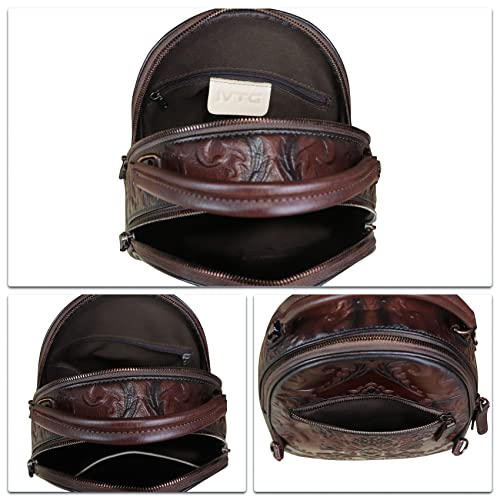 Image of Genuine Leather Backpack for Women Crossbody Shoulder Bag Vintage Rucksack Fashion Knapsack Purse Daypack Bag (Coffee)