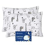 Lot de 2 taies d'oreiller unies pour lit de bébé - 40 x 60 cm - 100 % coton doux - Pour garçons et filles - Housse de coussin de voyage pour enfants avec fermeture à enveloppe - Animal Blanc