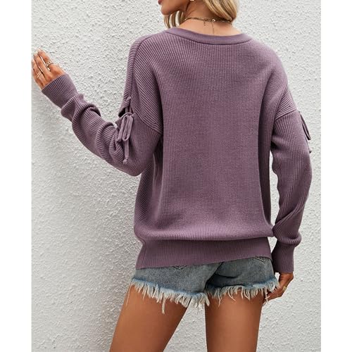 Pull à manches longues pour femmes tricot col ras du cou pull-over décontracté