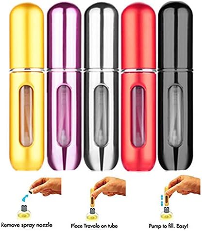 OWM 5ml Travel Scent Pump Portable Spray Case Aluminum Mini Empty Refillable Perfume Atomizer Bottle