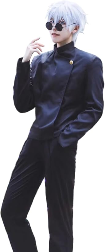 Satoru Gojo Cosplay Satoru Gojo Cosplay Costume Whit Glasses and Glass Bag Halloween Cosplay Costume Carnival Costume
