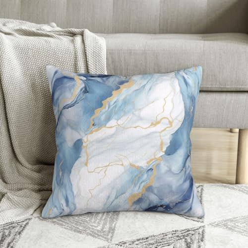 Housse de coussin velours côtelé marbre bleu chic pour lit 40x40 - 8