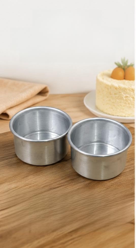 A N Aluminium Round Cake Mould, 4 Inch, Pack of 2, Silver, Bakeware Pan-image-46