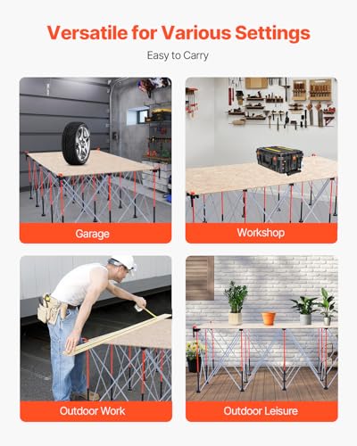 Image of VEVOR Portable Folding Workstand, 8.05 x 4.13 ft Collapsible Workbench, 6000 lbs Weight Capacity, No Assembly Foldable Work Stand with Storage Bag, Table Top NOT Included, for Garage Workshop Outdoor