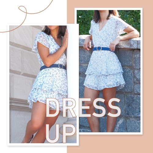 DenimDen 2 Pack Womens Denim Belts for Blue Jeans Belts Fashion Waist Belt for Ladies Pants Dresses2