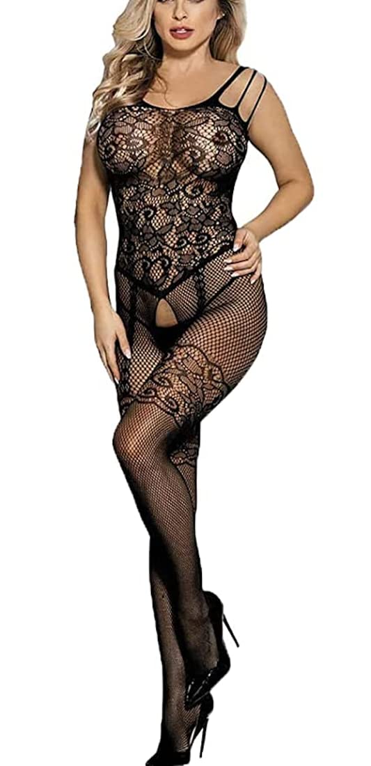 xs and os Women Fishnet Stretchable Sheer Babydoll Full Bodystocking Lingerie-picture-26