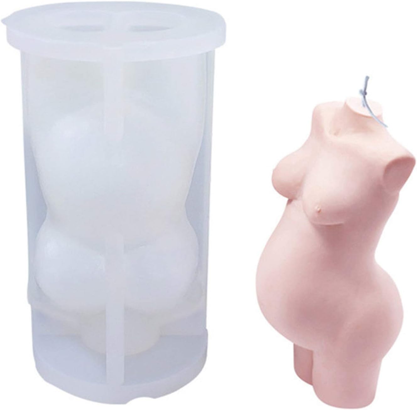 EORTA 3D Human Body Candle Mold Silicone Art Female/Pregnant Woman Model Sculpture Epoxy Casting Mold for Crafts DIY Beeswax Bath Bomb Soap Wax Epoxy, 4.2x2.4 Inch