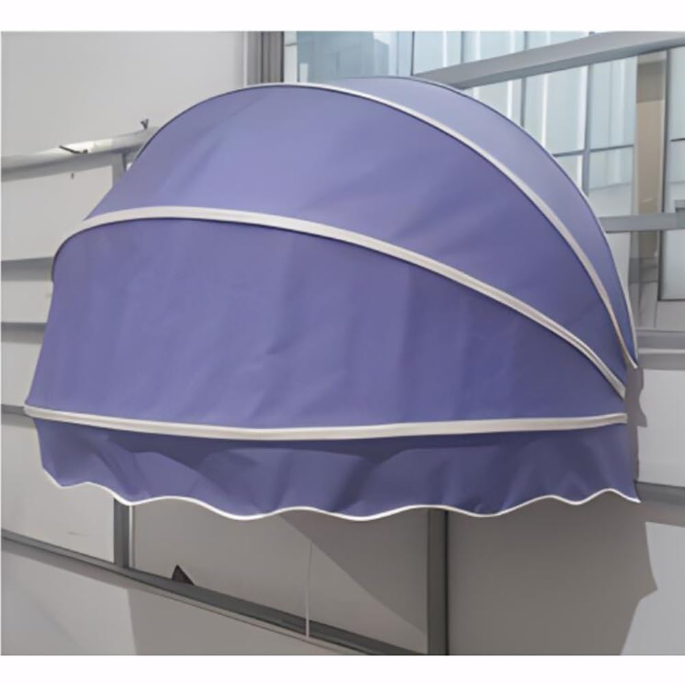 Auvent de fenêtre violet 120x80cm, protection solaire ronde pliable