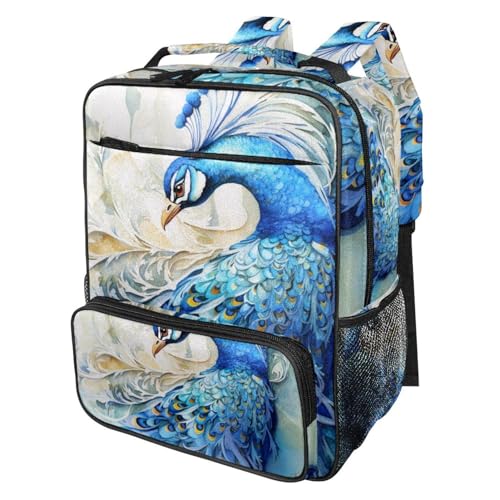 Sacs à dos de voyage petit format paon bleu imprimé artistique