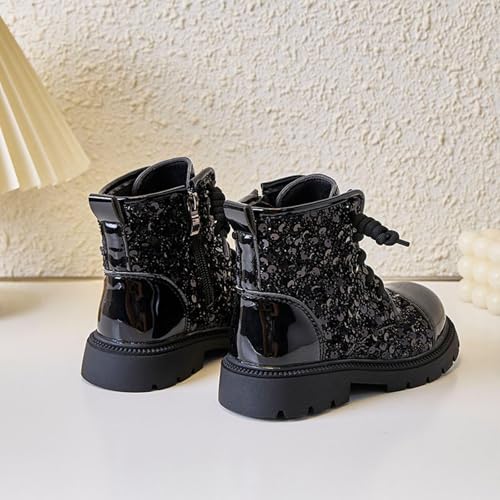 Girls Glitter Combat Boots Ankle Booties Lace Up Sparkly Dress Up Shoes Party Fashion Casual Outdoor Footwear4
