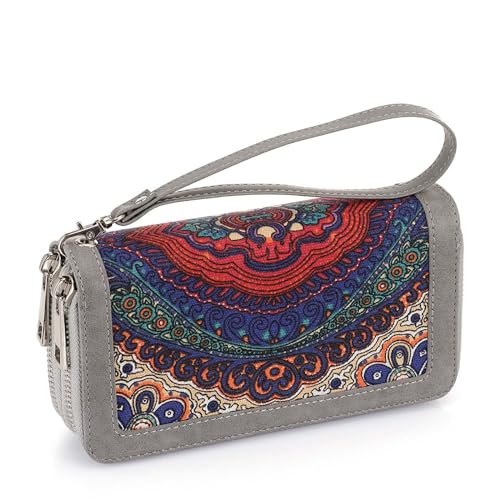 Image of XEYOU Double Zipper Long Clutch Wallet Cellphone Wallet for Women with Removable Wristlet Strap for Credit Card, Cash, Coin, Bill