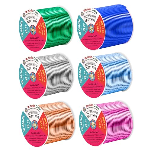 Image of Mandala Crafts 18 GA Pink Green Blue Assorted Anodized Aluminum Craft Wire | 450 FT, Colored, Flexible, Bendable for Bonsai Armature Sculpting Wire Wrapping Jewelry Making, Weather & Tarnish Resistant