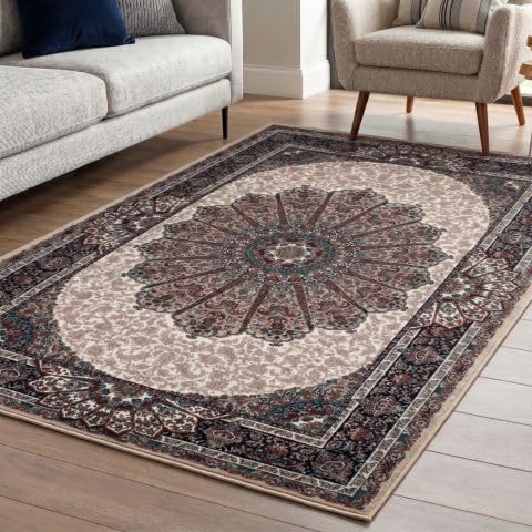 Image of Dream Weaverz Anti Slip Rectangular Carpet for Living Room & Hall | Silk | Flat Woven Soft Washable Floor Mat for Home, Bedroom Floor & Kitchen | Durable Anti Skid Rug for Daily Use (4 X 6) feet