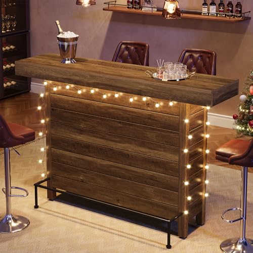 Tribesigns Industrial 3-Tier Bar Table, 63" Wooden Rectangular Home Bar