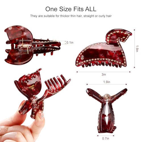 Pinza para cabello roja de acetato 3 pulgadas miniatura 6