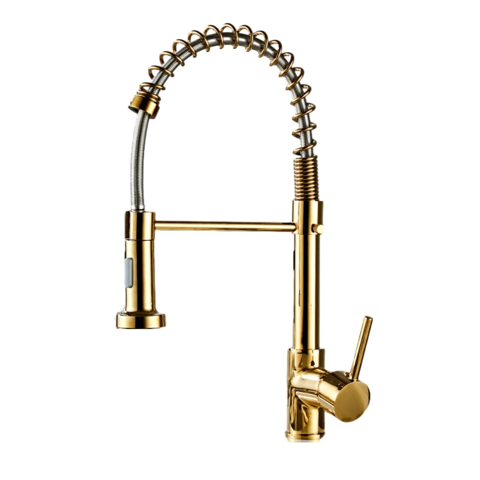 ZYCHSJXA Sink Taps Home Kitchen Faucet Pull-Out Basin Gold Single Function