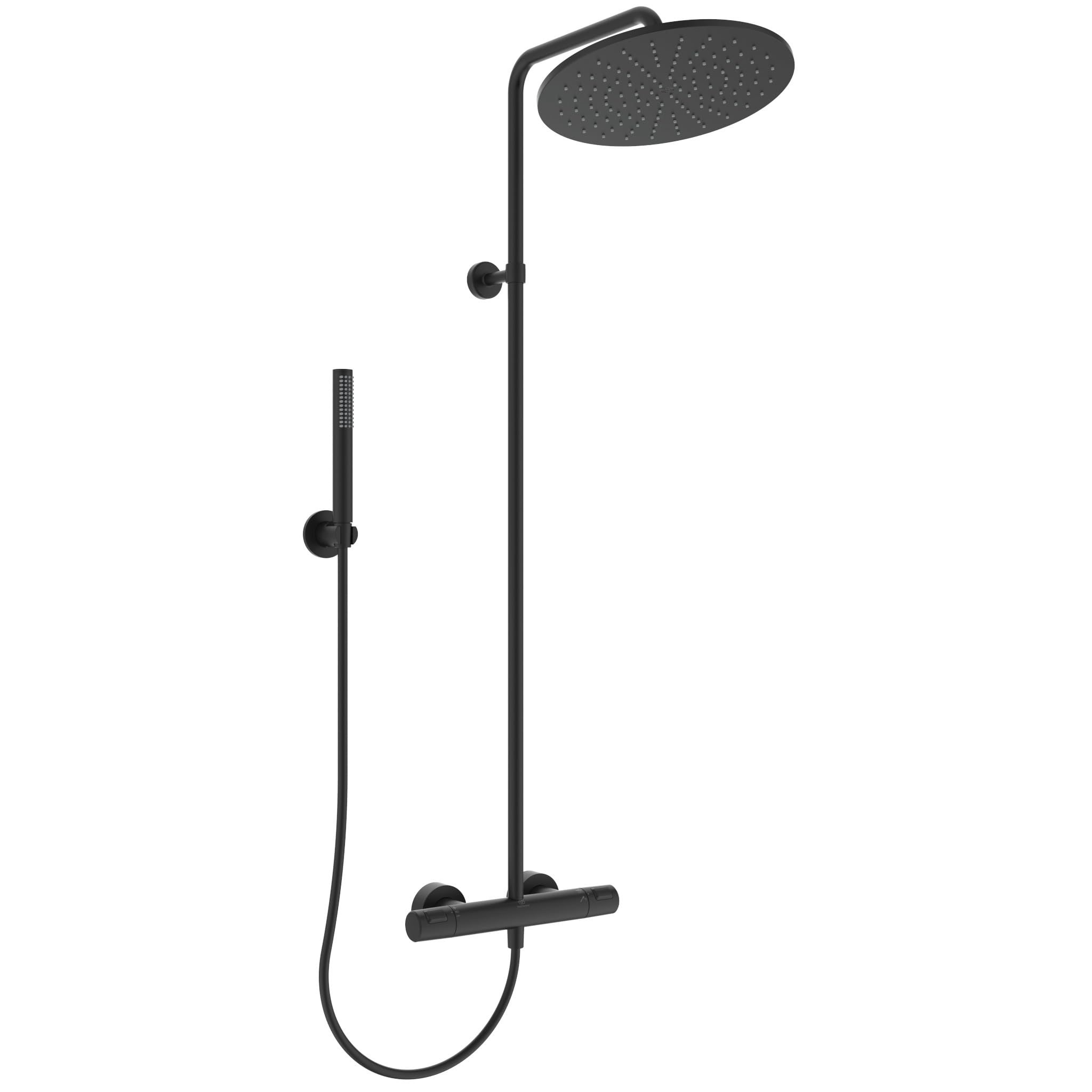 Ideal Standard Ceratherm T25 Duschsystem, Wassersparende Regenbrause mit 1-Funktionshandbrause und Verbrühschutz (CoolBody), Brauseschlauch 1750 mm – Schwarz Matt (315x542.5x1117 mm)