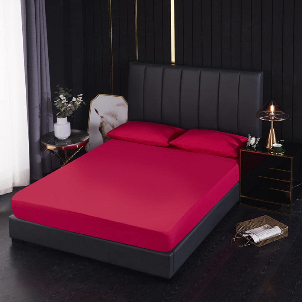 Set di lenzuola lussuose e impermeabili, in morbida microfibra spazzolata, design con tasca profonda, protezione dalle urine, per bambini, 99 x 190 cm + 36 cm, colore: rosso rosa