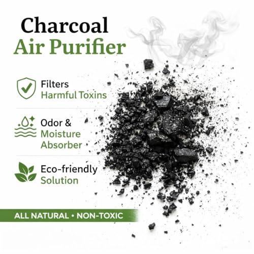 Image of Activated Charcoal Bag Natural Air Purifier & Car Deodorizer Premium Moisture Absorber for Wardrobe, Bathroom, Kitchen & Pet Areas Dehumidifier Eliminates Dampness & Smells (500gm)