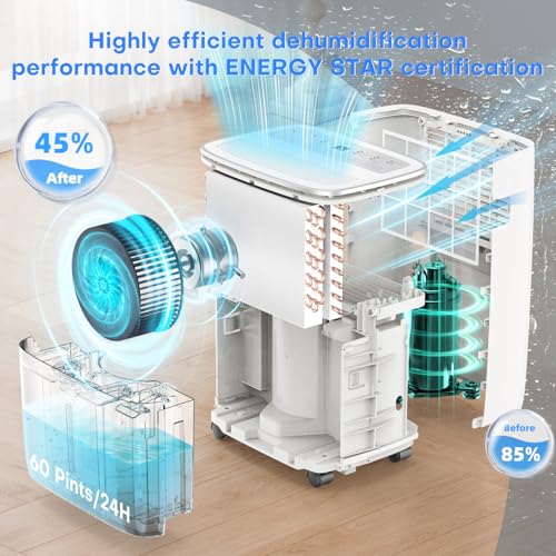 Image of TABYIK 4500 Sq.Ft Dehumidifier, 80 Pint Smart WiFi for Basement | Pump Drain Hose, Auto Humidity Control, Large Dehumidifier for Home, RV, Bathroom & Bedroom