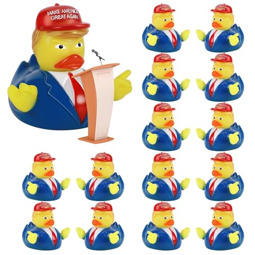 Party Greeting 6 Pcs Ronald Trampster Rubber Duck Update 2024 Ronald Trampster Rubber Duck for President Tramp MAGA Man New Funny Baby Bath Duckies Toy for Election Ducking Baby Shower Kids Adults Me