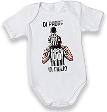 D&Vlab Baby Boy Funny Children from Father in Son Personalised with Name in 100% Cotton for Dad Fans Football Teams Ultras White Black Juventini