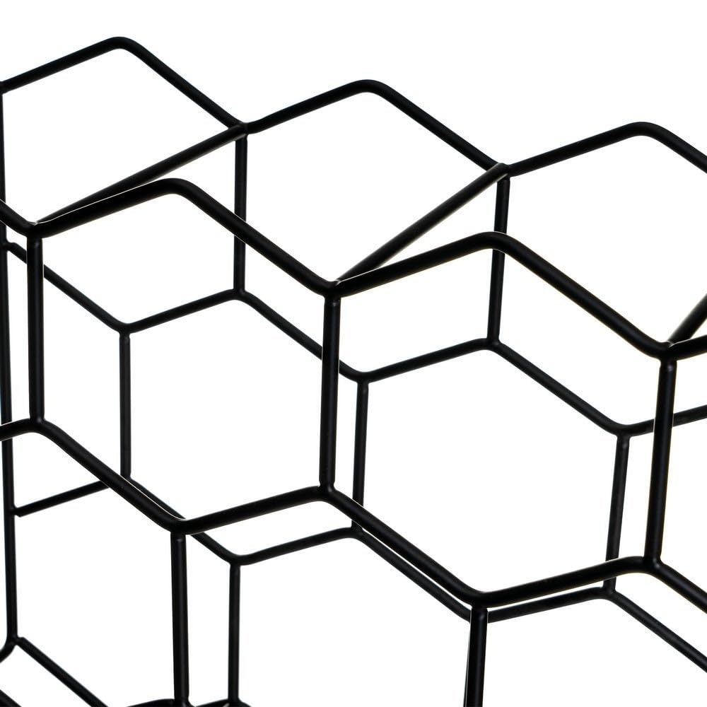 Botellero de vino para 14 botellas metal negro 43x30 cm hexagonal panal