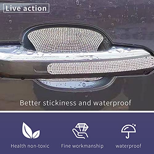 Insauto Rhinestone Car Door Handle Stickers - 8Pcs Bling Car Accessories Crystal Glitter Door Handle Protector Stickers And Decals Scratch Safety Reflective Auto Sticker For Woman & Man #TOP6