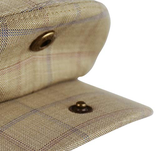 Men's Thick Cotton Summer Newsboy Cap Snapbrim Ivy Driving Stylish Hat (Khaki Check-4023, S/M) #TOP4