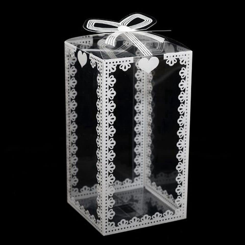 Clear Favor Boxes, Transparent PVC Box, Clear Rectangle Gift Boxes, for Wedding Birthday Party(8x8x15cm)
